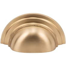 Purity Solid Brass 3" Center to Center Traditional Ridged Edge Cabinet Cup Handle / Drawer Cup Pull