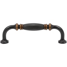Roscato Solid Brass 3-3/4" Center to Center Traditional Ribbed Barrel Cabinet Handle / Drawer Pull