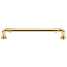 Ronan Solid Brass 7" Center to Center Vintage Industrial Pipe Style Cabinet Handle / Drawer Pull