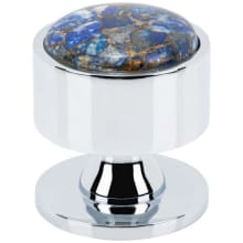 FireSky Solid Brass 1-3/8" Artisan Round Cabinet Knob / Drawer Knob with Mohave Lapis Stone Insert