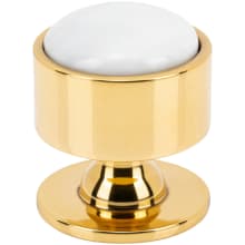 FireSky Solid Brass 1-3/8" Round Designer Cabinet Knob with Carrara White Marble Stone Insert