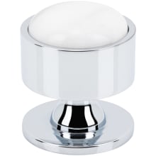 FireSky Solid Brass 1-3/8" Round Designer Cabinet Knob with Carrara White Marble Stone Insert