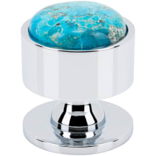 FireSky Solid Brass 1-3/8" Round Artisan Designer Cabinet Knob with Mohave Turquoise Stone Insert