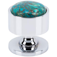 FireSky Solid Brass 1-3/8 " Round Contemporary Cabinet Knob / Drawer Knob with Mohave Blue Stone Insert