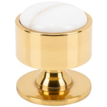 FireSky Solid Brass 1-3/8" Round Artisan Designer Cabinet Knob with Calacatta Gold Stone Insert