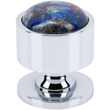 FireSky Solid Brass 1-1/8" Round Contemporary Artisan Cabinet Knob / Drawer Knob with Mohave Lapis Stone Insert