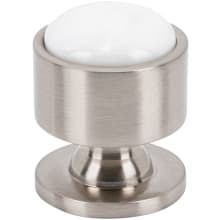 FireSky Solid Brass 1-1/8" Round Designer Cabinet Knob with Carrara White Stone Insert