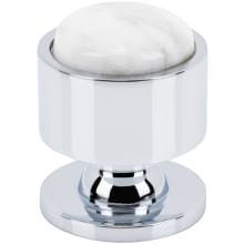 FireSky Solid Brass 1-1/8" Round Designer Cabinet Knob with Carrara White Stone Insert