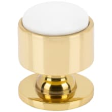 FireSky Solid Brass 1-1/8" Round Artisan Designer Luxury Cabinet Knob with Calacatta Gold Stone Insert