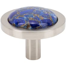 FireSky Solid Brass 1-9/16" Round Designer Cabinet Knob with Mohave Lapis Stone Insert
