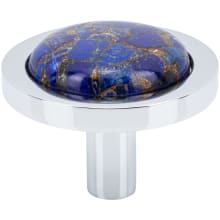 FireSky Solid Brass 1-9/16" Round Designer Cabinet Knob with Mohave Lapis Stone Insert