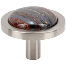 FireSky Solid Brass 1-9/16" Round Designer Cabinet Knob with Iron Tiger Eye Stone Insert