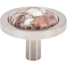 FireSky Solid Brass 1-9/16" Round Disc Designer Cabinet Knob with Mohave Yellow Stone Insert