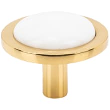 FireSky Solid Brass 1-9/16" Round Artisan Designer Cabinet Knob with Calacatta Gold Stone Insert