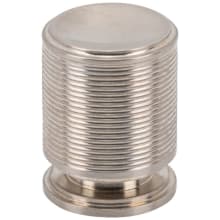 Vibe Solid Brass 3/4" Luxury Industrial Ribbed Ridged Cylinder Button Cabinet Knob / Drawer Knob