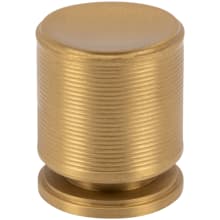 Vibe Solid Brass 1" Ridged Ringed Luxury Industrial Cylinder Button Cabinet Knob / Drawer Knob