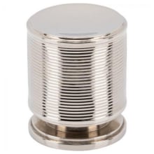 Vibe Solid Brass 1-1/8" Ridged Ringed Luxury Cylindrical Cabinet / Drawer Knob