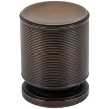 Vibe Solid Brass 1-1/4" Urban Industrial Ringed Ridged Cylinder Button Cabinet Knob / Drawer Knob