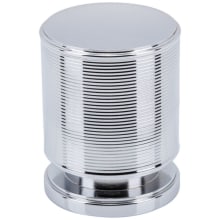 Vibe Solid Brass 1-1/4" Urban Industrial Ringed Ridged Cylinder Button Cabinet Knob / Drawer Knob