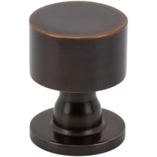 Dante Solid Brass 1" Smooth Flat Disc Round Cabinet Knob / Drawer Knob