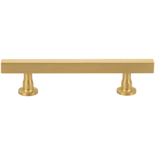 Dante Solid Brass 3-3/4" Center to Center Sleek Square Bar Cabinet Handle / Drawer Pull