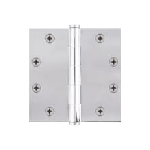 4.5" x 4.5" Solid Brass Square Corner Heavy Duty Mortise Loose Pin Butt Hinge with 8 Hole Template Arc Pattern and Button Tips