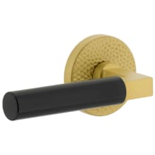 Split Finish Left Handed Solid Brass Privacy Door Lever Set with Contempo Lever and Circolo Hammered Rose - 2-3/4" Backset