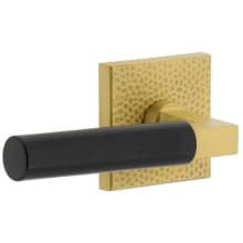 Split Finish Left Handed Solid Brass Privacy Door Lever Set with Contempo Lever and Quadrato Hammered Rose - 2-3/4" Backset