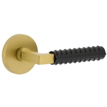 Split Finish Right Handed Solid Brass Privacy Door Lever Set with Contempo Rebar Lever and Circolo Rose - 2-3/8" Backset