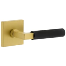 Split Finish Right Handed Solid Brass Privacy Door Lever Set with Contempo Lever and Quadrato Rose - 2-3/8" Backset