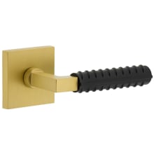 Split Finish Right Handed Solid Brass Privacy Door Lever Set with Contempo Rebar Lever and Quadrato Rose - 2-3/8" Backset