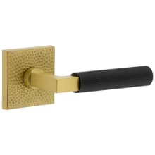 Split Finish Right Handed Solid Brass Privacy Door Lever Set with Contempo Fluted Lever and Quadrato Hammered Rose - 2-3/8" Backset