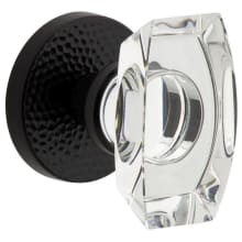 Circolo Hammered Solid Brass Passage Door Knob Set with Stella Crystal Knob and Circolo Hammered Rosette - 2-3/8" Backset