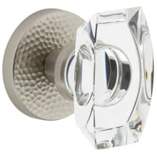 Circolo Hammered Solid Brass Passage Door Knob Set with Stella Crystal Knob and Circolo Hammered Rosette - 2-3/8" Backset