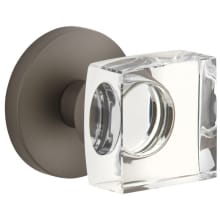 Circolo Solid Brass Passage Door Knob Set with Quadrato Crystal Knob and Circolo Rosette - 2-3/8" Backset