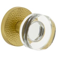 Circolo Hammered Solid Brass Passage Door Knob Set with Crystal Knob and Hammered Rosette - 2-3/4" Backset