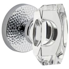 Circolo Hammered Solid Brass Passage Door Knob Set with Stella Crystal Knob and Circolo Hammered Rosette - 2-3/4" Backset