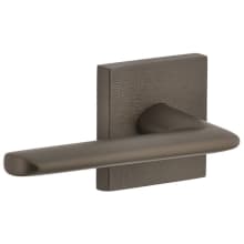 Motivo Left Handed Solid Brass Passage Door Lever Set with Brezza Lever and Quadrato Linen Backplate - 2-3/8" Backset
