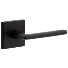 Motivo Right Handed Solid Brass Passage Door Lever Set with Brezza Lever and Quadrato Linen Backplate - 2-3/8" Backset