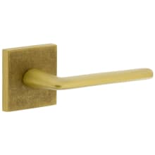 Motivo Right Handed Solid Brass Passage Door Lever Set with Brezza Lever and Quadrato Linen Backplate - 2-3/8" Backset