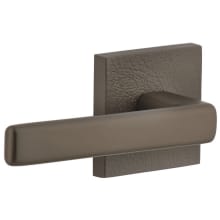 Motivo Left Handed Solid Brass Passage Door Lever Set with Lusso Lever and Quadrato Leather Backplate - 2-3/8" Backset