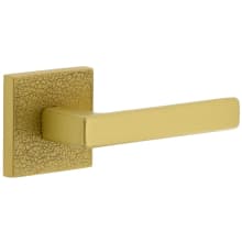 Motivo Right Handed Solid Brass Passage Door Lever Set with Lusso Lever and Quadrato Leather Backplate - 2-3/8" Backset
