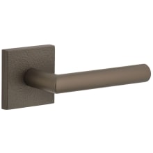 Motivo Right Handed Solid Brass Passage Door Lever Set with Moderno Lever and Quadrato Leather Backplate - 2-3/8" Backset