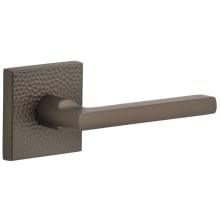 Quadrato Hammered Right Handed Solid Brass Passage Door Lever Set with Milano Lever and Quadrato Hammered Backplate - 2-3/8" Backset