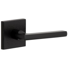 Motivo Right Handed Solid Brass Passage Door Lever Set with Milano Lever and Quadrato Leather Backplate - 2-3/8" Backset