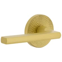 Circolo Hammered Left Handed Solid Brass Passage Door Lever Set with Milano Lever and Circolo Hammered Rosette - 2-3/4" Backset