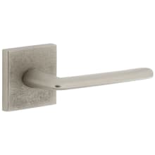 Motivo Right Handed Solid Brass Passage Door Lever Set with Brezza Lever and Quadrato Linen Backplate - 2-3/4" Backset
