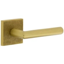 Motivo Right Handed Solid Brass Passage Door Lever Set with Moderno Lever and Quadrato Linen Backplate - 2-3/4" Backset