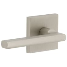 Quadrato Left Handed Solid Brass Passage Door Lever Set with Milano Lever and Quadrato Linen Backplate - 2-3/4" Backset