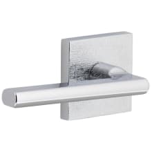 Motivo Left Handed Solid Brass Passage Door Lever Set with Milano Lever and Quadrato Linen Backplate - 2-3/4" Backset